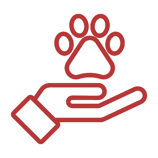 Hand holding a paw icon